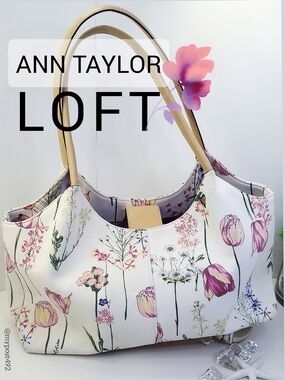 Ann Taylor LOFT🌺Multicolor Canvas Floral Shoulder Bag/Satchel Bag